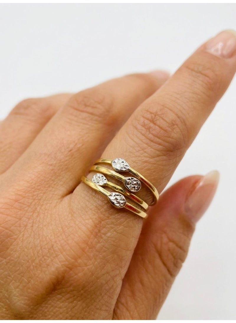 The Intermix Gems Two-Tone Gold Pear Motif Multi-Band Ring 18K - Image 4