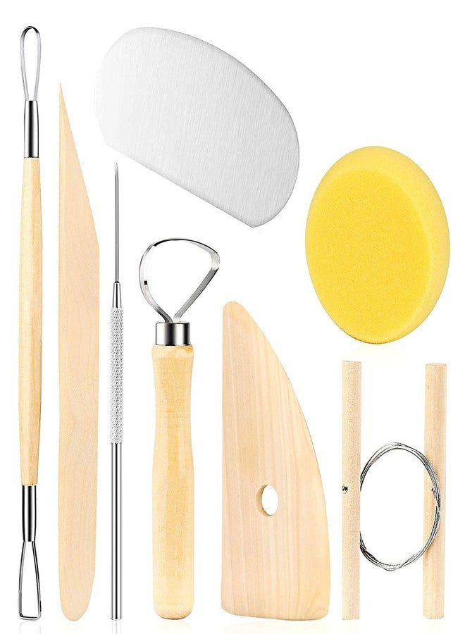 HOUSE HATCH Wooden Pottery Tools & Clay Sculpting Set Comprehensive Kit for Sculpting, Scraping, Cutting, Fine Detailing, Smoothening, Shaping & Trimming 8-Piece Multicolour - Image 1