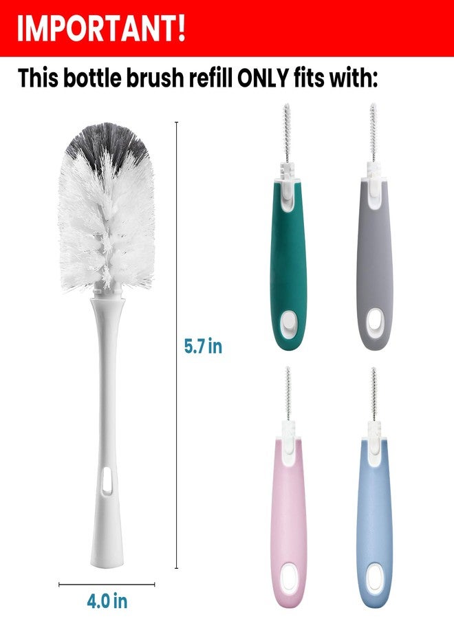 RIMAY Bottle Brush Replacement Head for OXO Bottle Brush Tot Only, 2 Pack Bottle Brush Refills, Dual Bristle Design for Baby Bottles, Water Bottles, Glasswares - Image 2