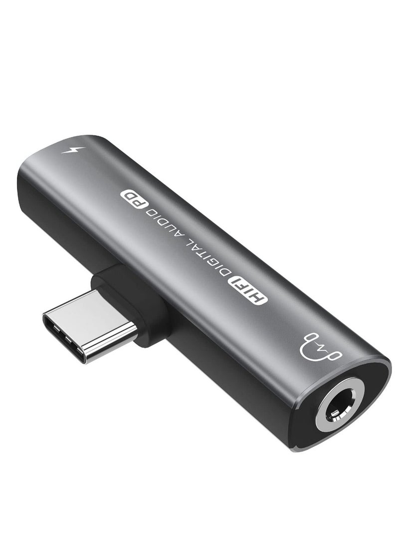 Excefore 2 in 1 USB C to 3.5mm Headphone and Charger Adapter, Headphone Adapter with 27W Fast Charging, Hi-Fi Dongle Compatible with Galaxy S22 S21 S20 S20+ Note 20 Pixel 6/5/3/4 XL - Image 1