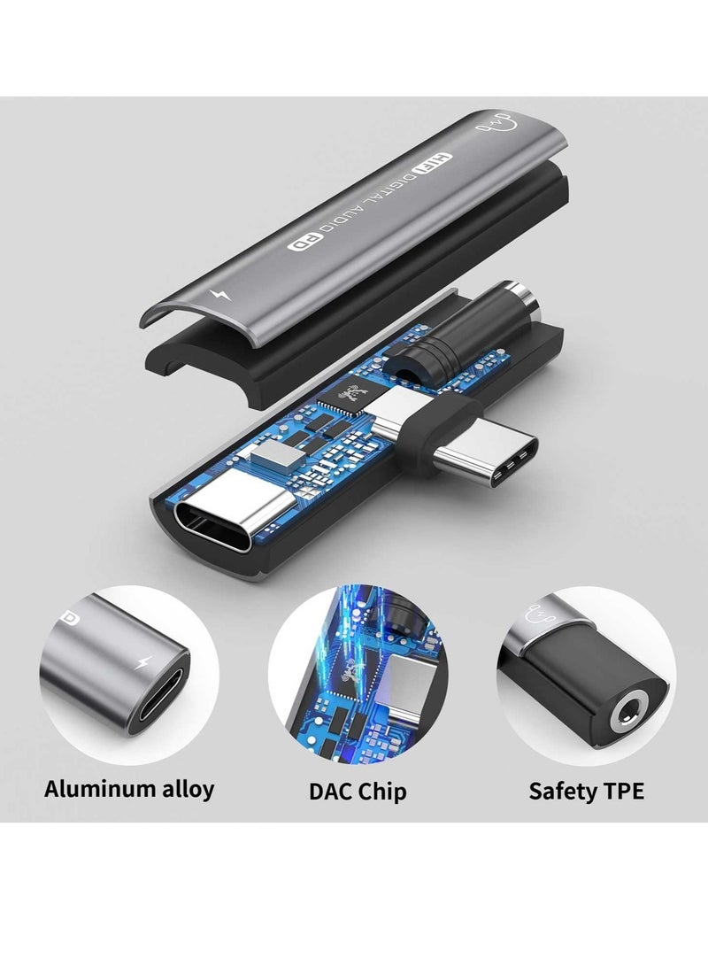 Excefore 2 in 1 USB C to 3.5mm Headphone and Charger Adapter, Headphone Adapter with 27W Fast Charging, Hi-Fi Dongle Compatible with Galaxy S22 S21 S20 S20+ Note 20 Pixel 6/5/3/4 XL - Image 4