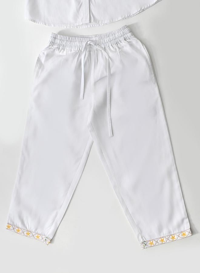 BELLA MODA Cotton Full Sleeves Floral Embroidered Shirt Style Top and Pant Set - Image 5