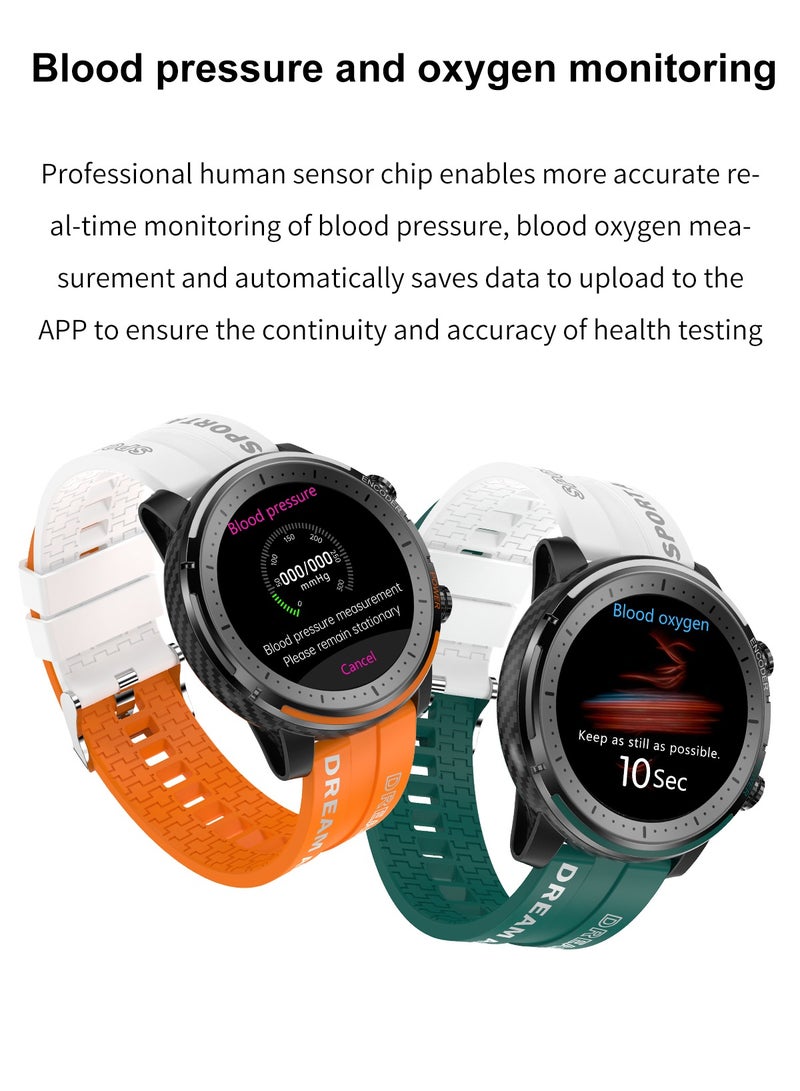 RollsTimi  Men's Smartwatch Sports Fitness Tracker Fashion Smartwatch for Men Heart Rate Sleep Monitor IP67 Waterproof Orange - Image 3