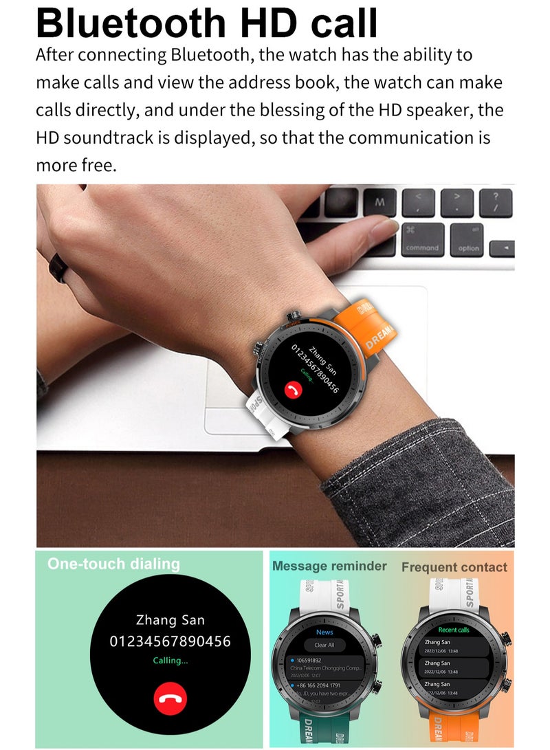 RollsTimi  Men's Smartwatch Sports Fitness Tracker Fashion Smartwatch for Men Heart Rate Sleep Monitor IP67 Waterproof Orange - Image 5