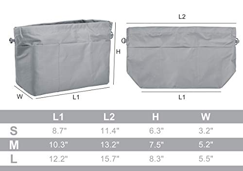 Vercord Purse Organizer Insert Bag Tote Handbags Pocketbook Inserts Organizers Zipper 11 Pockets Light Grey Medium - Image 2
