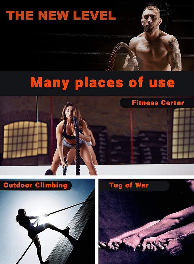 GROIC حبل قتال بطول 30 قدمًا لممارسة التمارين الرياضية، حبل تدريب قتالي شديد التحمل لتدريبات الصالة الرياضية المنزلية مع سوار المعصم الرياضي الواقي المصنوع من الفولاذ المقاوم للصدأ بطول 9 أمتار - Image 3