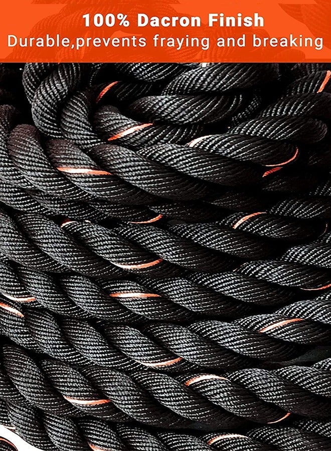 GROIC حبل قتال بطول 30 قدمًا لممارسة التمارين الرياضية، حبل تدريب قتالي شديد التحمل لتدريبات الصالة الرياضية المنزلية مع سوار المعصم الرياضي الواقي المصنوع من الفولاذ المقاوم للصدأ بطول 9 أمتار - Image 5