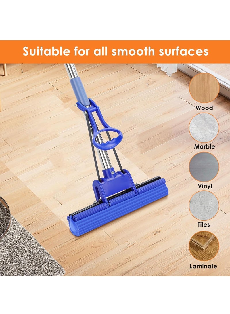 PVA Sponge Mop | Super Absorbent Synthetic PVA Sponge | Powerful Spring Wringing Function | Adjustable Telescopic Aluminum Pole | Suitable For All Hard Surfaces | Multicolor - Image 5