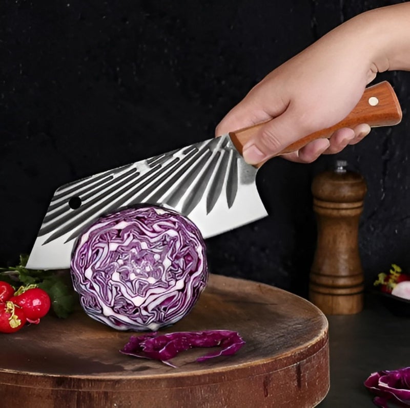 VELINEX® Professional Stainless Steel Kitchen Knife | Ultra Sharp Chef’s Clever Knife for Vegetables, Fruits & Meat | Ergonomic Wooden Handle | Multipurpose Cutting & Chopping Knife (1 Pc) - Image 2