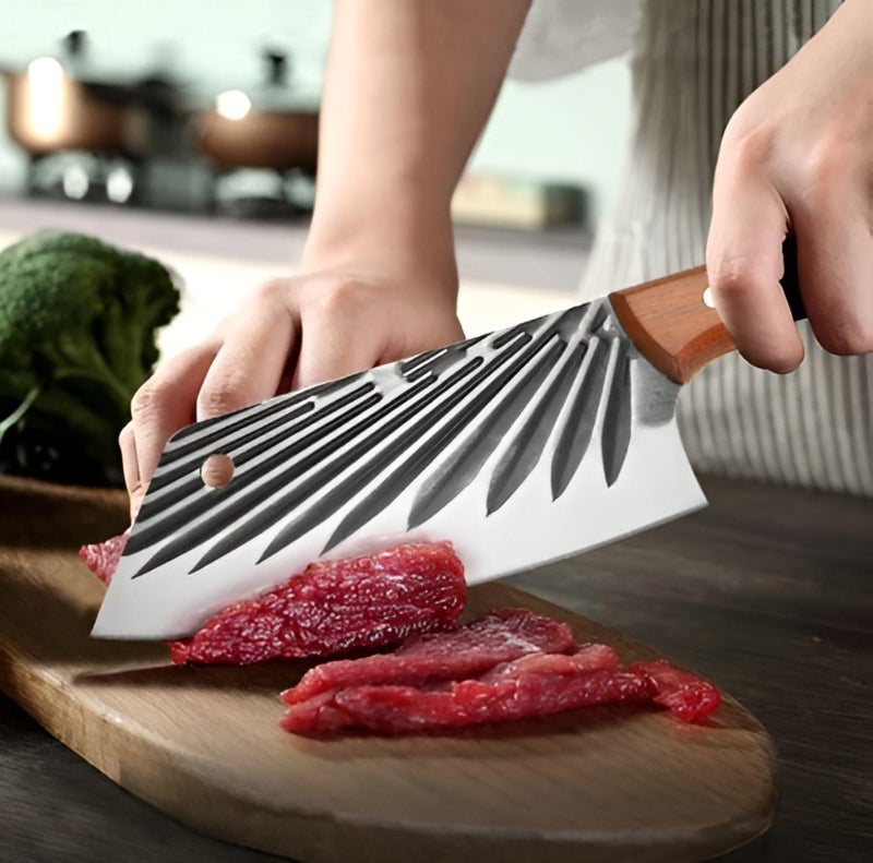 VELINEX® Professional Stainless Steel Kitchen Knife | Ultra Sharp Chef’s Clever Knife for Vegetables, Fruits & Meat | Ergonomic Wooden Handle | Multipurpose Cutting & Chopping Knife (1 Pc) - Image 3