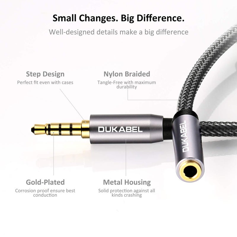 DUKABEL Headset Extension 4-Pin TRRS Nylon 3.5 mm Stereo Audio Extension Cable (Male to Female) Jack Adapter Cable for Lavalier Microphone with Gold-Plated Contacts - Top Series 1.2 m - Image 2
