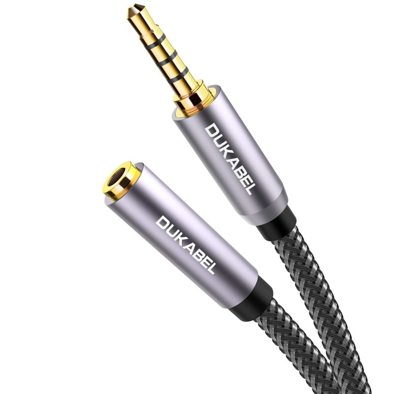 DUKABEL Headset Extension 4-Pin TRRS Nylon 3.5 mm Stereo Audio Extension Cable (Male to Female) Jack Adapter Cable for Lavalier Microphone with Gold-Plated Contacts - Top Series 1.2 m - Image 1