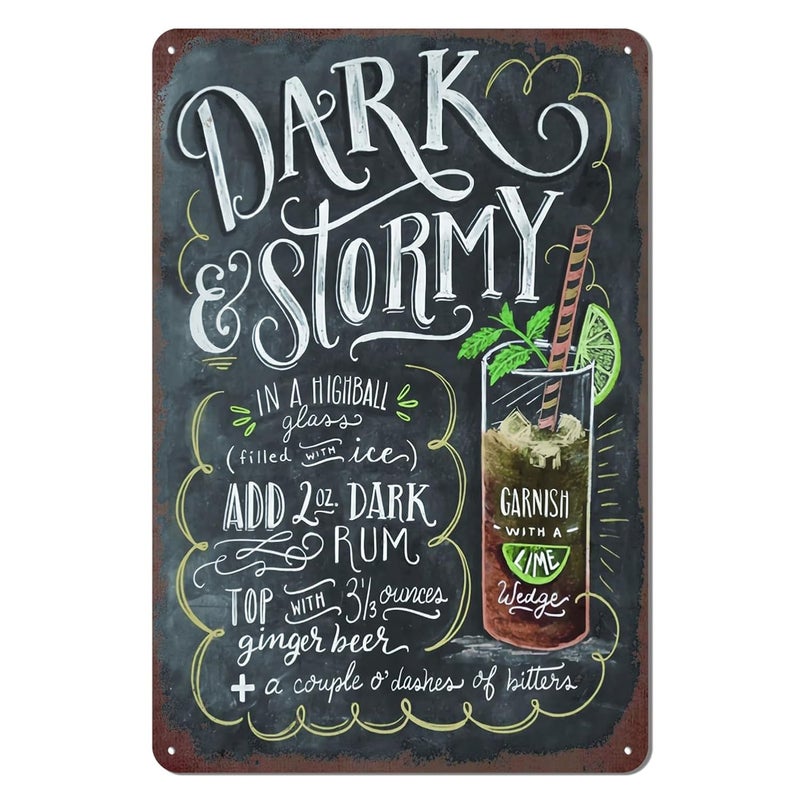 kengtou Vintage Dark Stormy Cocktail Wall Sign - Image 1