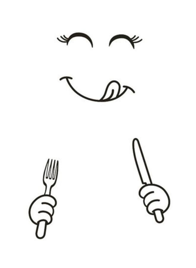 iTelker ملصق جدار وجه مبتسم سعيد باللون الأسود