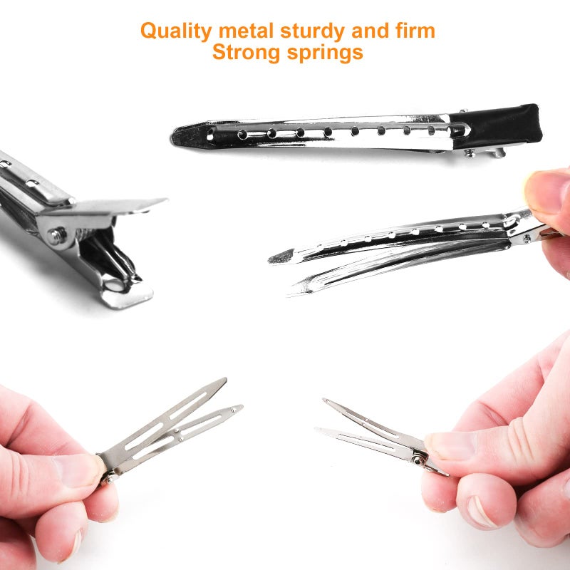 PHSZZ 65Pcs Duck Billed Hair Clips for Styling Sectioning, Metal Silver Alligator Hair Clips for Women, 3 Sizes Long Hair Clip for Roller, Pin Curl Loc Clips for Retwist, Salon, Barber, Bows DIY - Image 5