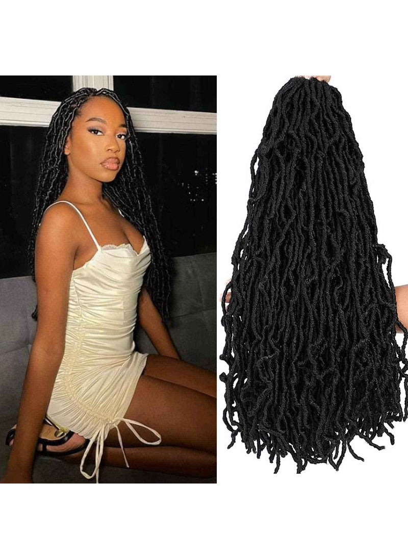 RENJOING - New Soft Locs Crochet Hair 24 Inch 6 Packs Faux Locs Crochet Hair Pre Looped Knotless Style Natural Curly Wavy Crochet Braids Hair Extension 24 Inch6 Pack 1B - Image 1