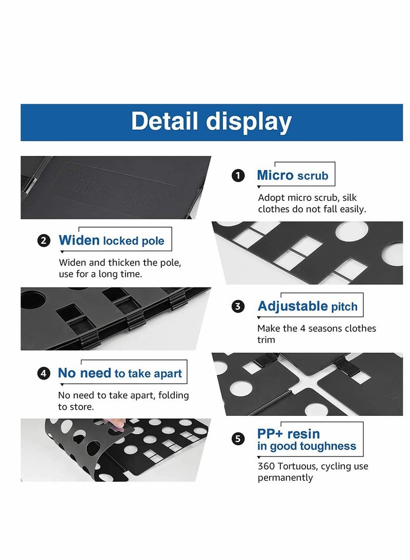 لوح طي القمصان القابل للتعديل، لوح طي القمصان، مجلد قمصان، مجلدات غسيل بلاستيكية متينة، ألواح قابلة للطي، قابلة للطي بشكل متين للأطفال والكبار لطي الملابس (صغير، أسود) - Image 4