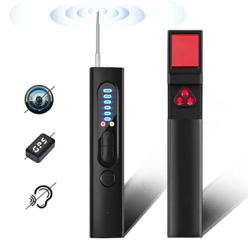 RF wireless signal scanner for hotels office home travel, aluminum alloy body, black, 5-level sensitivity detection - Image 1