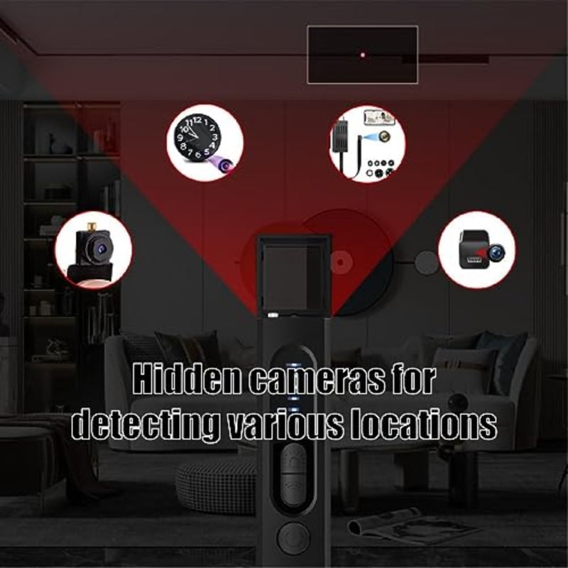 RF wireless signal scanner for hotels office home travel, aluminum alloy body, black, 5-level sensitivity detection - Image 4