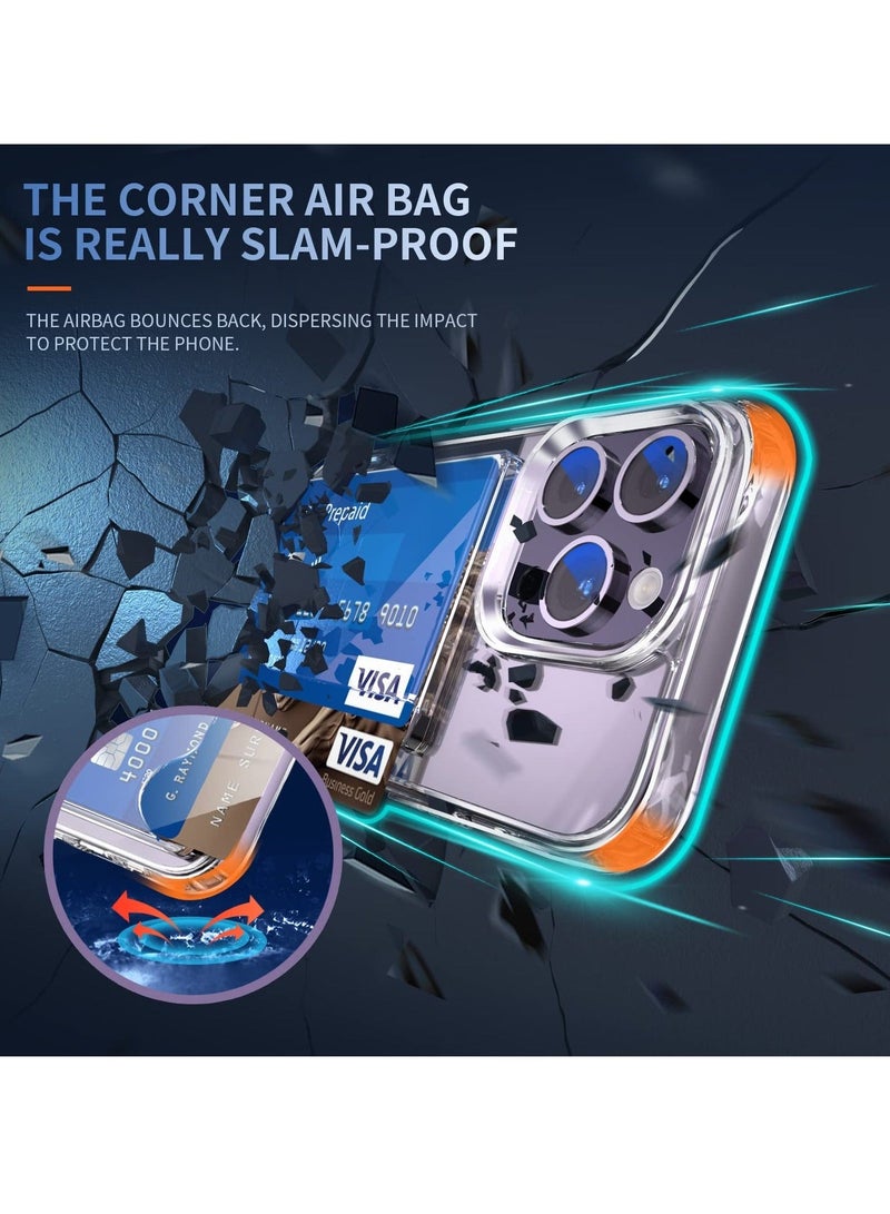 كابتن تيك Mobile Phone Case with iPhone15 Pro max, Card Holder Slot Shockproof Protective Soft TPU+Hard PC, 2023 Latest model Creative Mobile Phone Case with iPhone15 Pro max, Clear KSA | Riyadh, Jeddah - Image 4