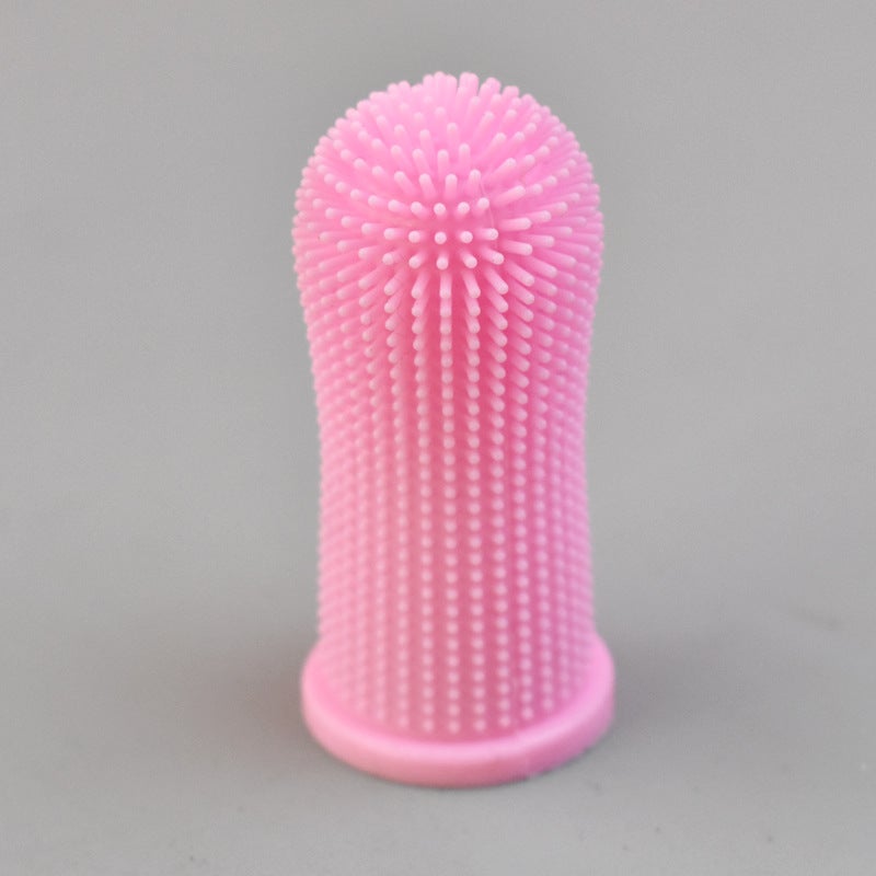 Generic Pet Silicone Finger Toothbrush for Dogs Pink 