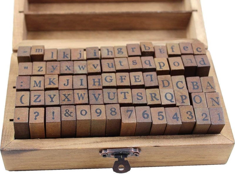 Lost Ocean Estone 70pcs/set Wooden Box multipurpose Number Alphabet Letter Wood Rubber Stamp New - Image 4