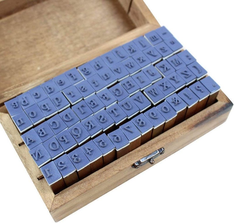 Lost Ocean Estone 70pcs/set Wooden Box multipurpose Number Alphabet Letter Wood Rubber Stamp New - Image 3