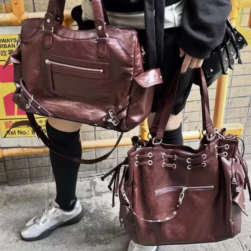 PU Leather Women's Studded Tote Bag, Crossbody Shoulder Bag - Image 4