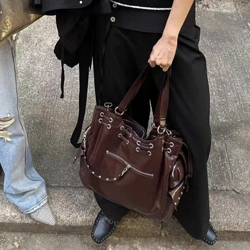 PU Leather Women's Studded Tote Bag, Crossbody Shoulder Bag - Image 2