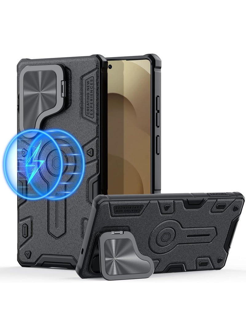 Nillkin Magnetic for Samsung Galaxy S25 Ultra Case, Compatible with MagSafe Case with Invisible Kickstand & Camera Cover, Heavy Duty Magnetic Phone Case for Samsung Galaxy S25 Ultra, Black - Image 1