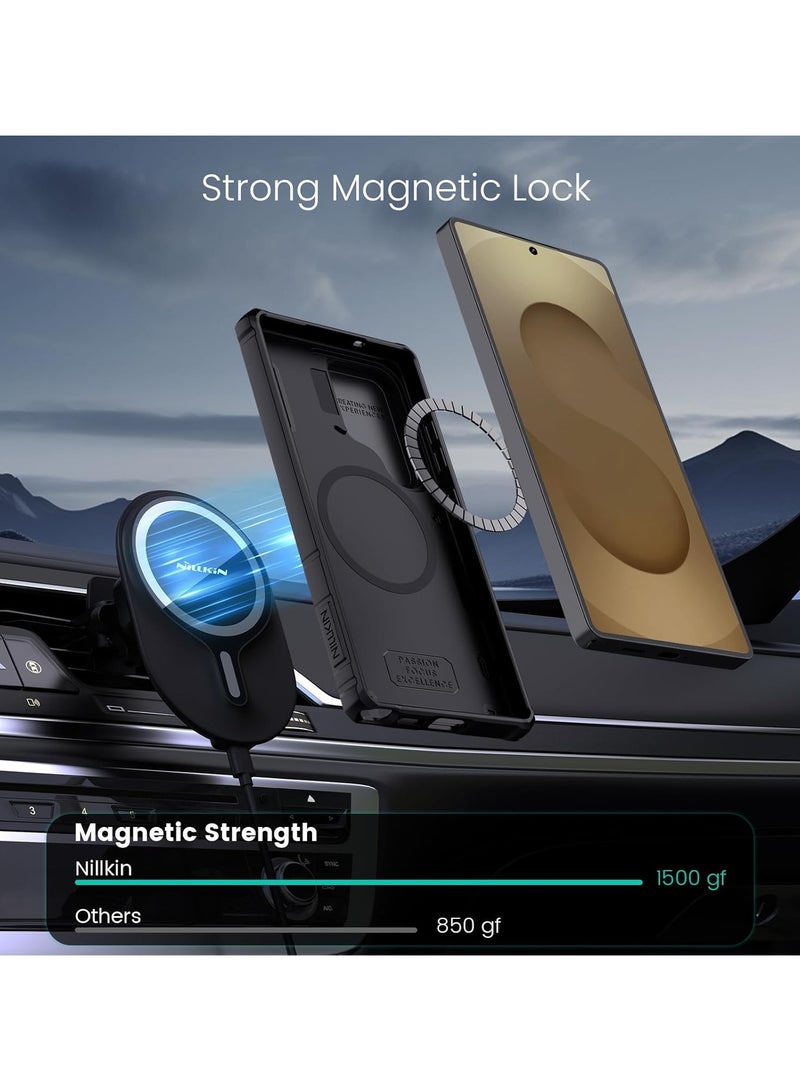 Nillkin Magnetic for Samsung Galaxy S25 Ultra Case, Compatible with MagSafe Case with Invisible Kickstand & Camera Cover, Heavy Duty Magnetic Phone Case for Samsung Galaxy S25 Ultra, Black - Image 2
