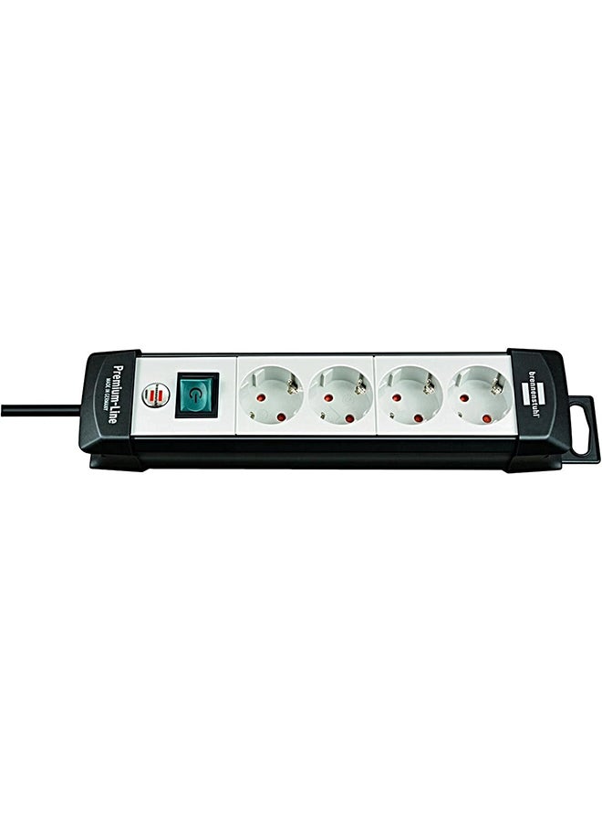 Extension Socket 4way Black/grey 1 8m Cable