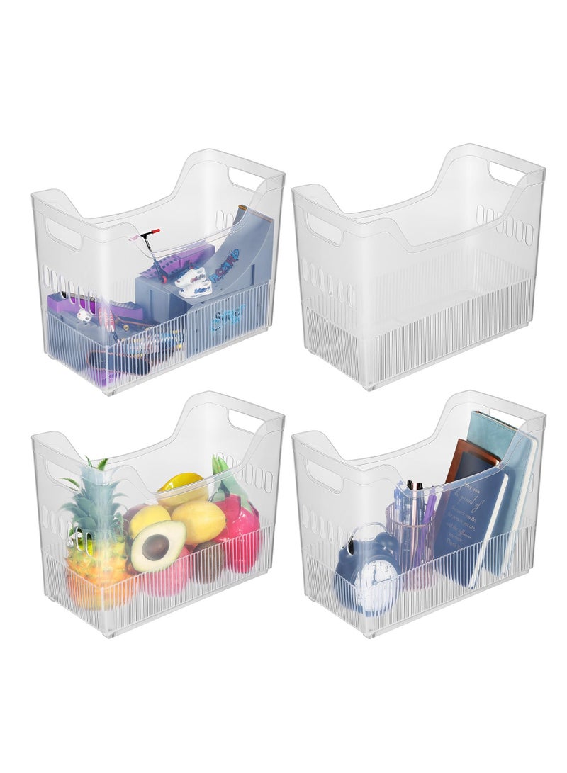SOLARAE 2 Pcs Freezer Organizer Bins, With Wheel Plastic Organizer Bins Tall Narrow Kitchen Organization Pantry Organizer Snack Storage Containers fit for Office Refrigerator (10 x 13.3 x 6.7 Inch) - Image 2