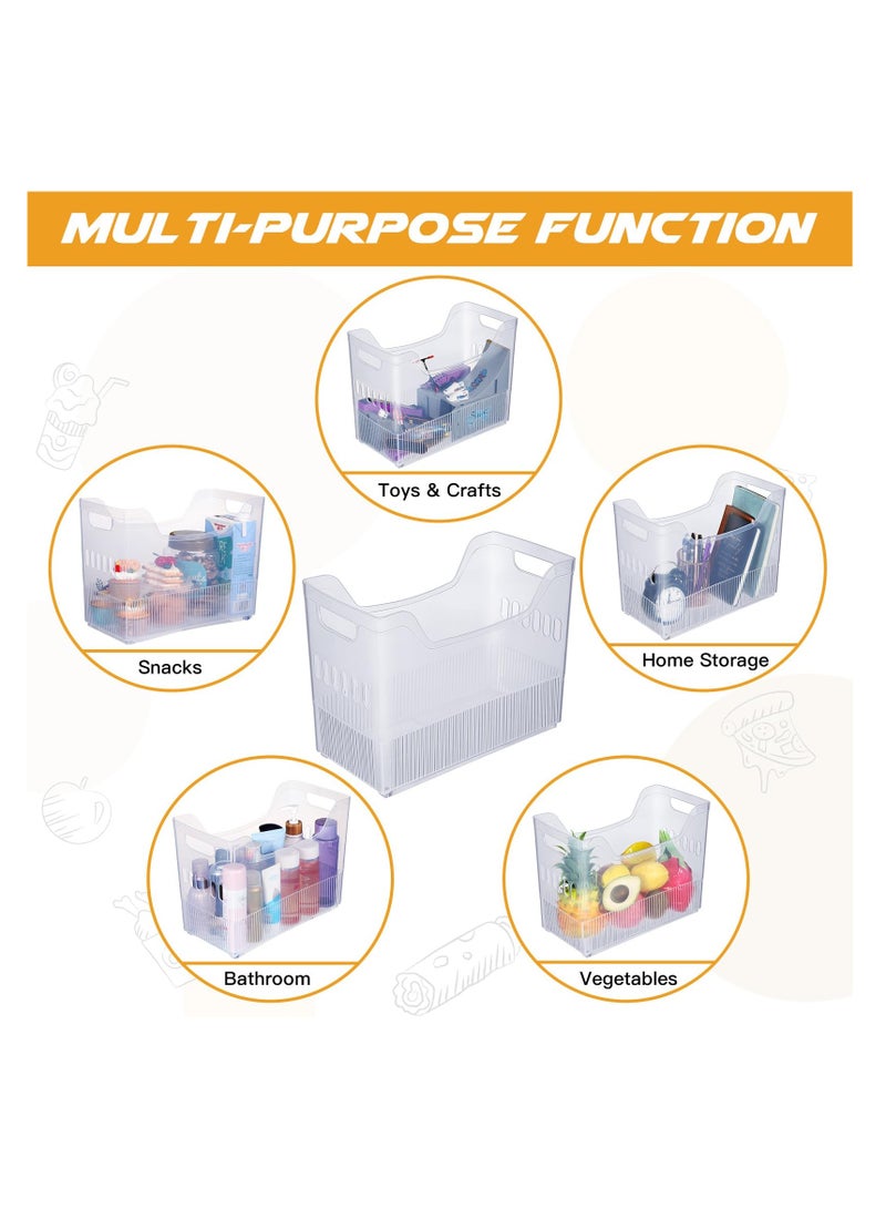 SOLARAE 2 Pcs Freezer Organizer Bins, With Wheel Plastic Organizer Bins Tall Narrow Kitchen Organization Pantry Organizer Snack Storage Containers fit for Office Refrigerator (10 x 13.3 x 6.7 Inch) - Image 4