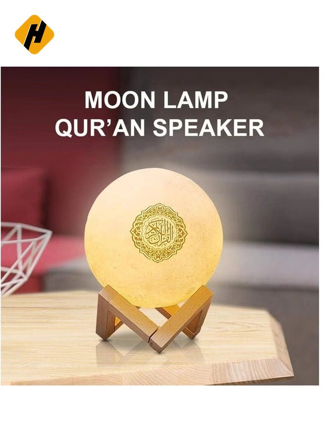 HuHa Speakers Portable Bluetooth Speakers with Remote, 16 Colors 3D Print Moon Lamp, Touch Control Night Light, Quran Recitations and Song, FM Broadcast  - Image 5