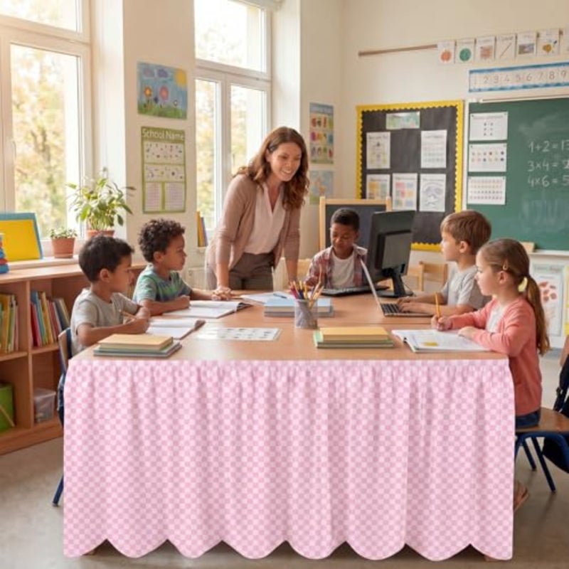 Teacher Desk Skirts 6 Feet Table Skirt Ruffled Table Skirt Back to School Supplies for Classroom Teacher Office Desk Decor - Image 5