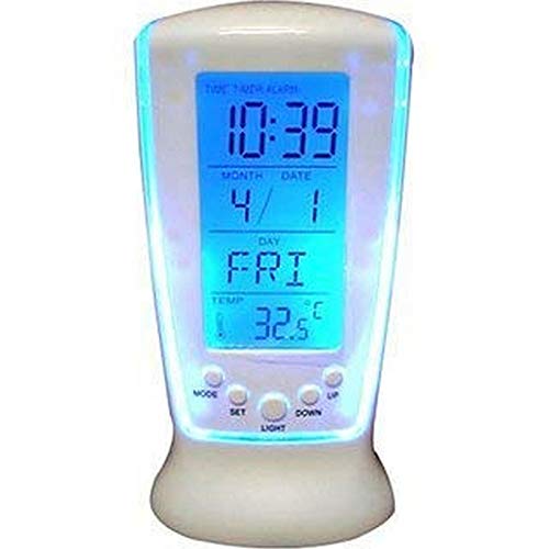 DARKZONE Plastic Digital Alarm Temperature Calendar Table Desk Clock Square