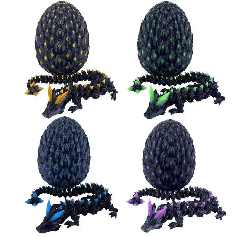 YVBBHE 4 Pcs 3D Printed Dragon Eggs with Dragon Inside Easter Basket Stuffers Articulated Animal Mystery Easter Egg Set Unique Cute Easter Basket Essentials for Adults Kids - Image 3