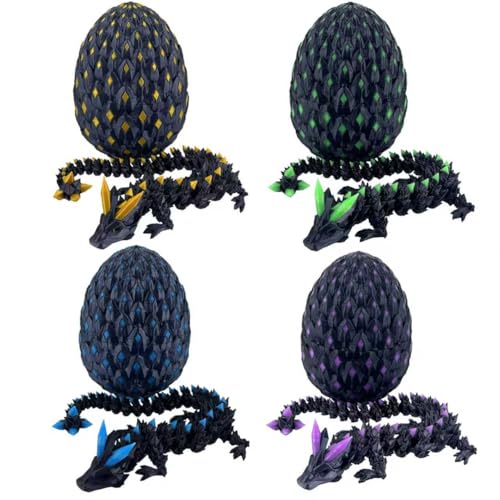 YVBBHE 4 Pcs 3D Printed Dragon Eggs with Dragon Inside Easter Basket Stuffers Articulated Animal Mystery Easter Egg Set Unique Cute Easter Basket Essentials for Adults Kids - Image 1