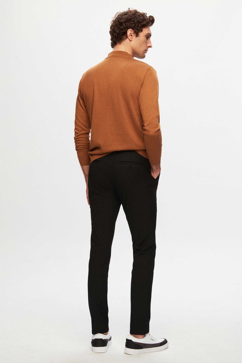 D'S DAMAT Slim Fit Black Elastic Waist Laced Zippered Lycra Comfortable Jogger Pants 2HC03ORTJGR01 - Image 4