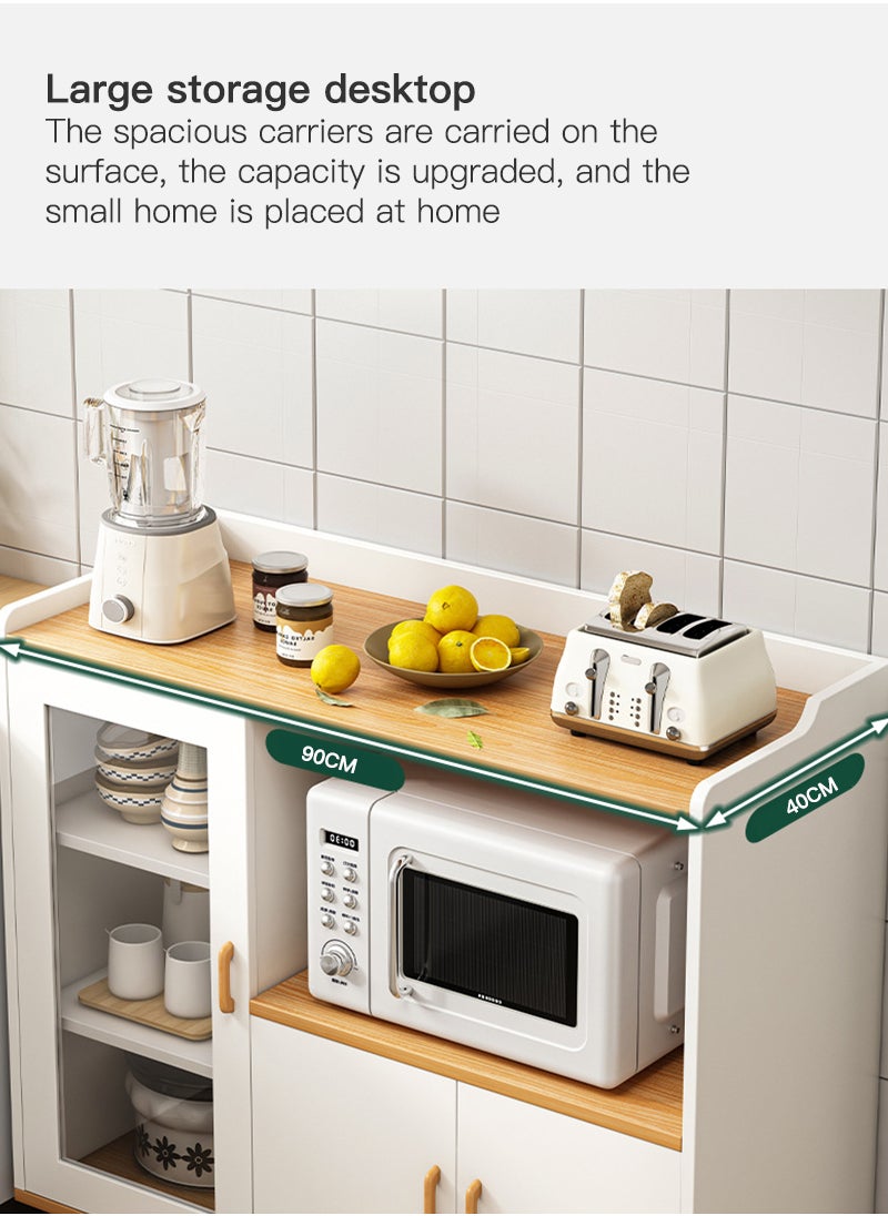 Sharpdo Multifunctional Household Modern Minimalist Sideboard Kitchen Rack Function Microwave Stand With Storage Cabinet Kitchen Cabinet For Spices Pots And Tableware 90*40*94cm  - Image 3