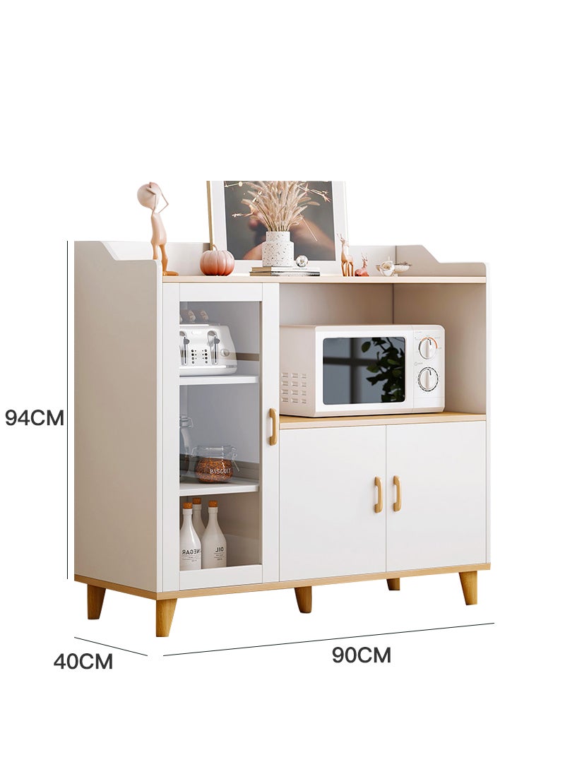 Sharpdo - Multifunctional Household Modern Minimalist Sideboard Kitchen Rack Function Microwave Stand With Storage Cabinet Kitchen Cabinet For Spices Pots And Tableware 90*40*94cm - Image 1