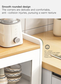 Sharpdo Multifunctional Household Modern Minimalist Sideboard Kitchen Rack Function Microwave Stand With Storage Cabinet Kitchen Cabinet For Spices Pots And Tableware 90*40*94cm  - Image 4