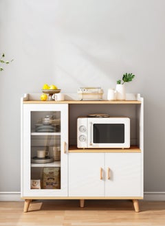 Sharpdo Multifunctional Household Modern Minimalist Sideboard Kitchen Rack Function Microwave Stand With Storage Cabinet Kitchen Cabinet For Spices Pots And Tableware 90*40*94cm  - Image 2