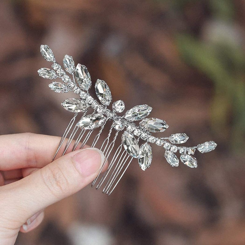 JAKAWIN JAKAWIN Rhinestone Bride Wedding Hair Piece Crystal Hair Comb Bridal Hair Accessories for Women HC111 Silver 