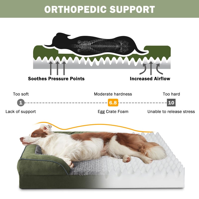 INVENHO Orthopedic Dog Bed for Extra Large Dogs, XXL Egg-Crate Foam Dog Couch with Washable Removable Cover, Waterproof Lining and Nonskid Bottom - Image 2