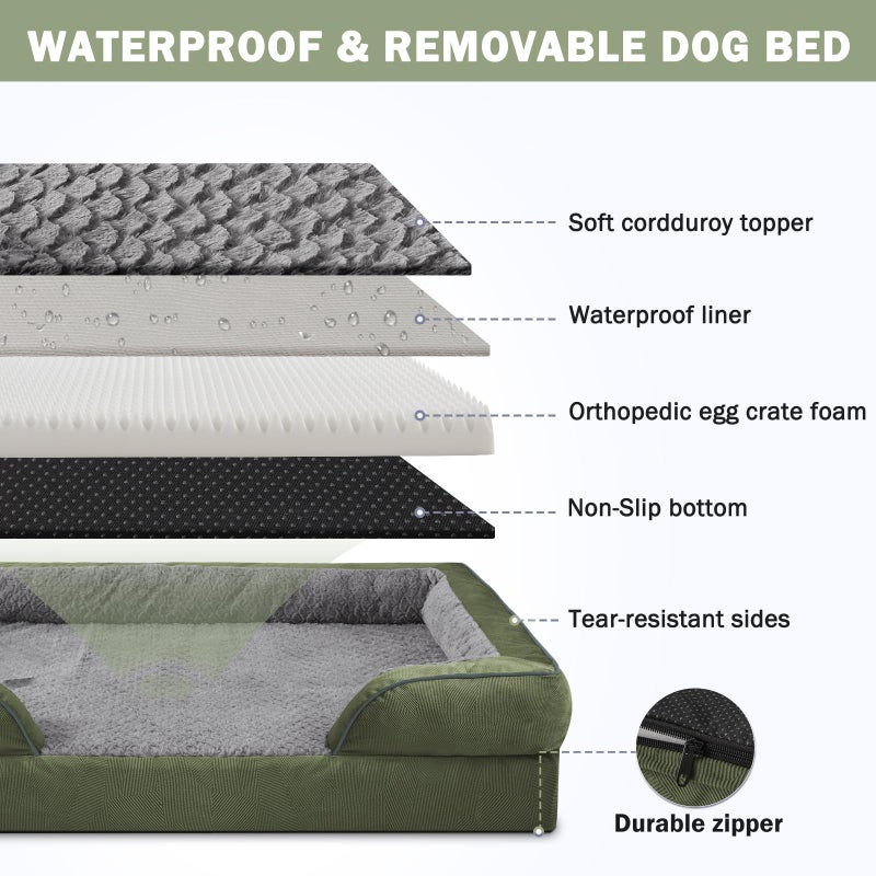 INVENHO Orthopedic Dog Bed for Extra Large Dogs, XXL Egg-Crate Foam Dog Couch with Washable Removable Cover, Waterproof Lining and Nonskid Bottom - Image 4