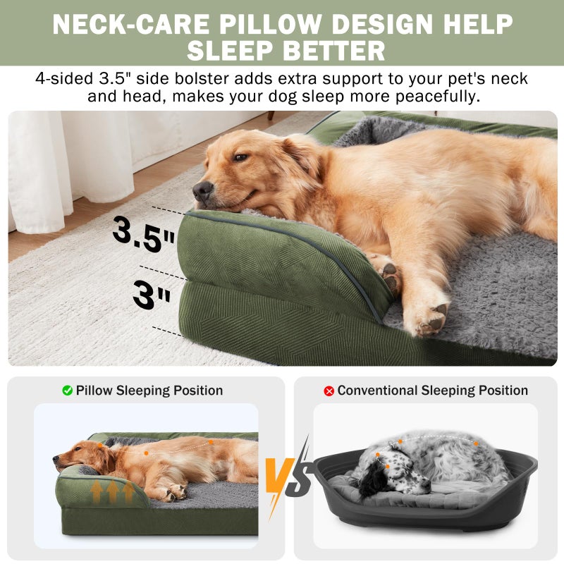 INVENHO Orthopedic Dog Bed for Extra Large Dogs, XXL Egg-Crate Foam Dog Couch with Washable Removable Cover, Waterproof Lining and Nonskid Bottom - Image 5