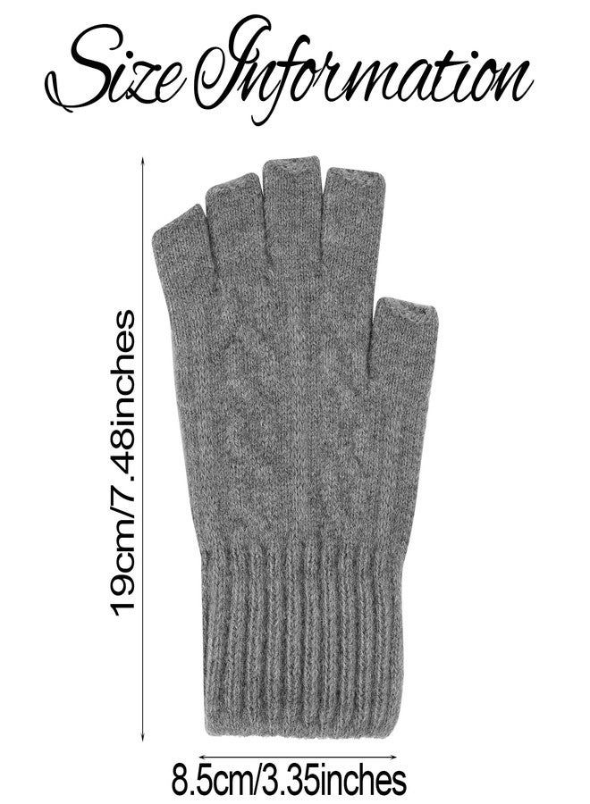 cnomg 2 Pairs Fingerless Gloves for Women Men Half Finger Winter Knitted Gloves for Typing Driving Biking Working Running - Image 3