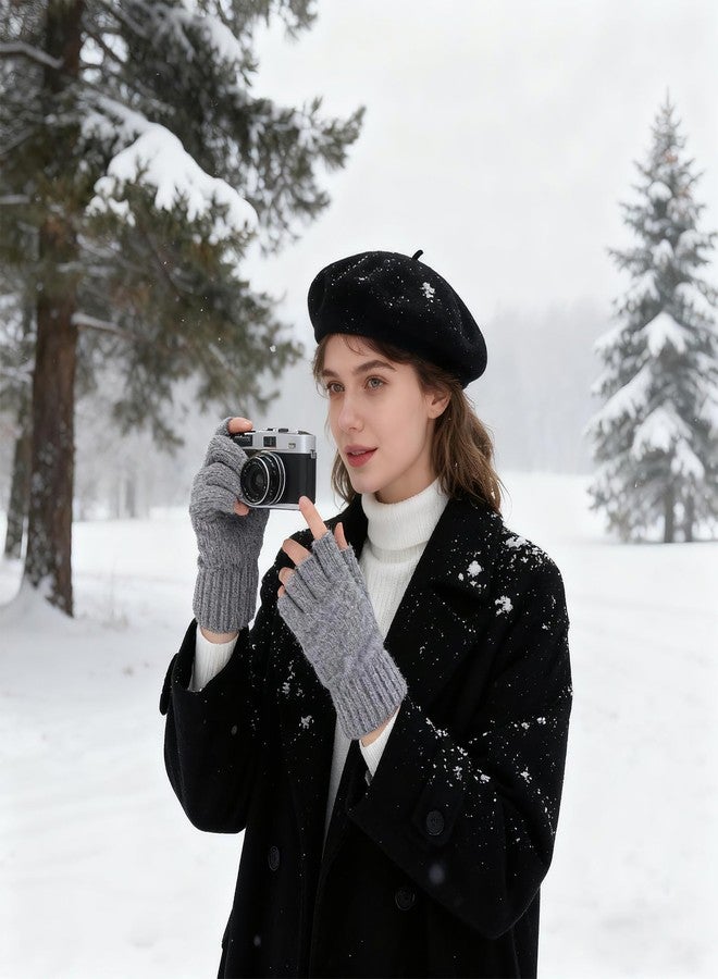 cnomg 2 Pairs Fingerless Gloves for Women Men Half Finger Winter Knitted Gloves for Typing Driving Biking Working Running - Image 2